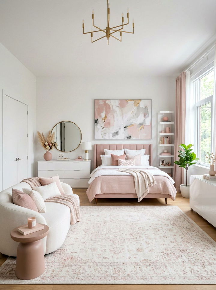 Contemporary Blush And White Bedroom - 30 blush and white bedroom ideas