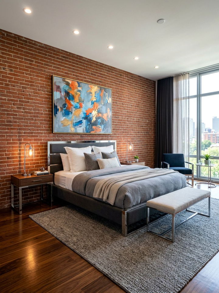 Contemporary Brick Bedroom - 30 exposed brick bedroom ideas