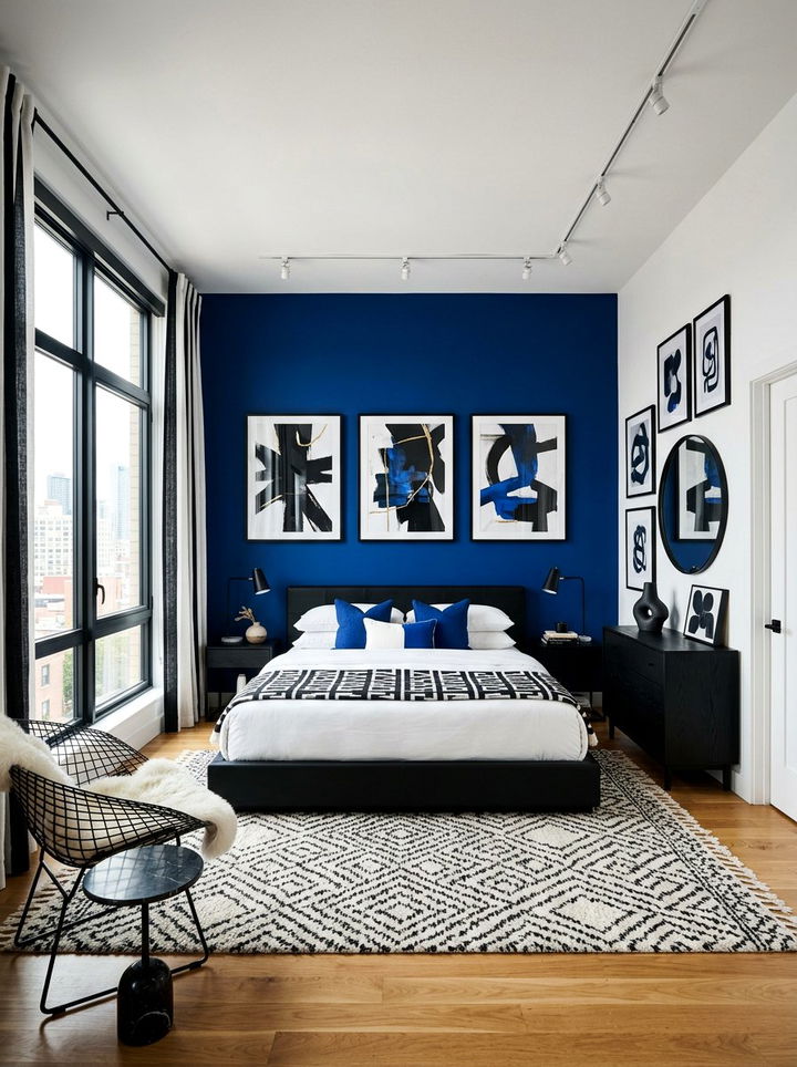Contemporary Cobalt Bedroom - 30 ocean blue bedroom ideas