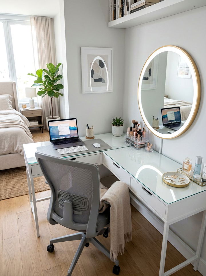 Contemporary Corner Vanity Desk - 30 bedroom corner vanity ideas