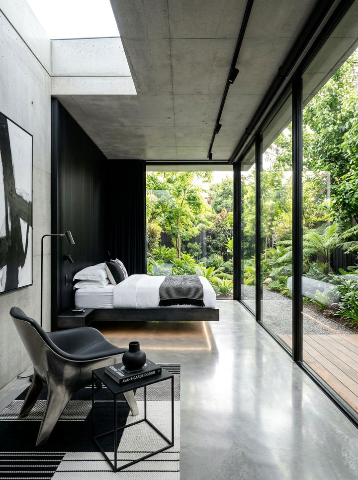 Contemporary Glass Wall Bedroom