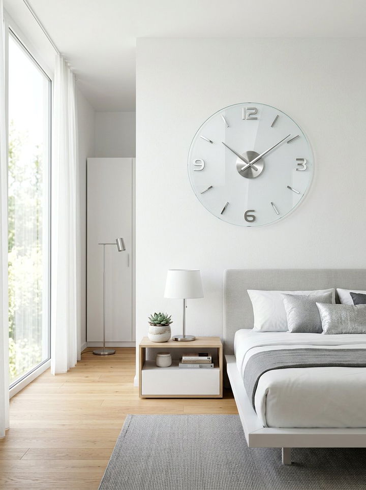 Contemporary Glass Wall Clock - 30 bedroom clock ideas
