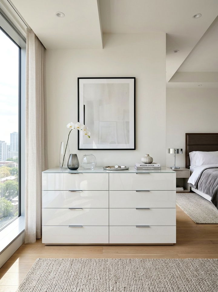 Contemporary High Gloss Dresser - 30 bedroom wide dressers