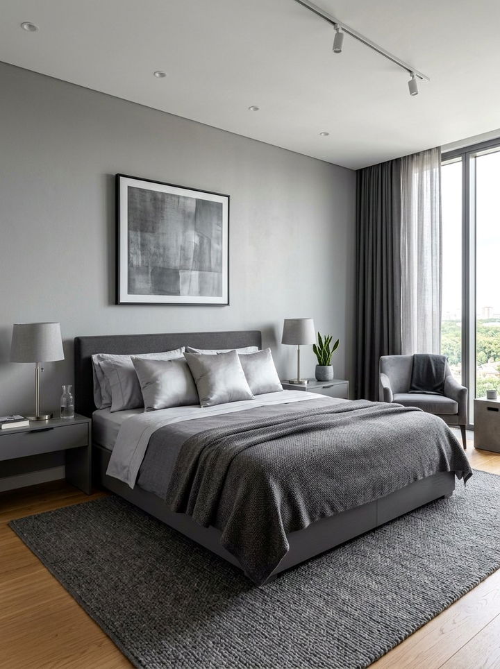 Contemporary Monochromatic Grey - 30 bedroom bed styling ideas