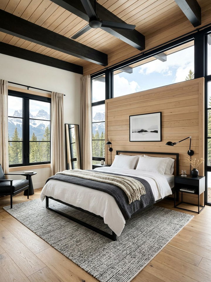 Contemporary Mountain Bedroom Black Accents - 30 mountain house bedroom ideas