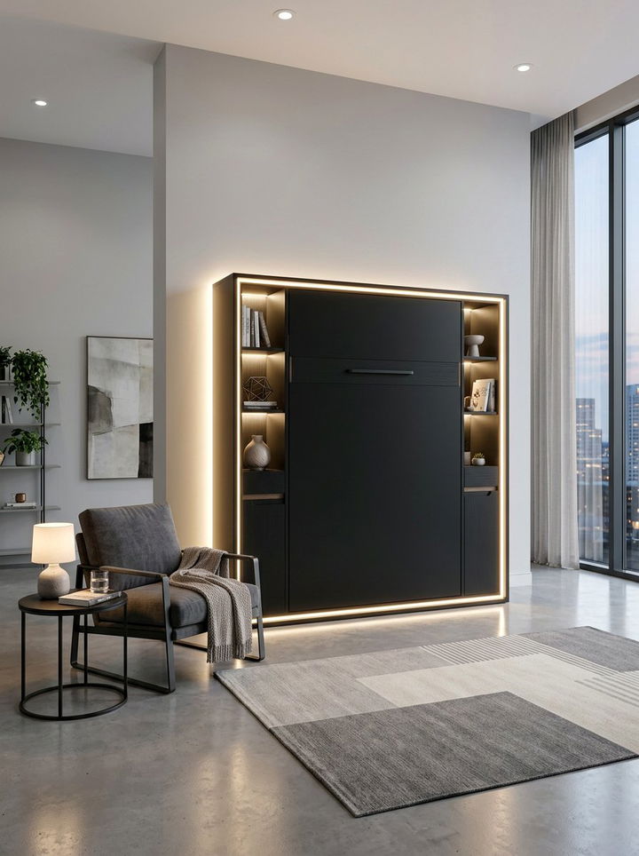 Contemporary Murphy Bed With Lighting - 30 bedroom murphy beds