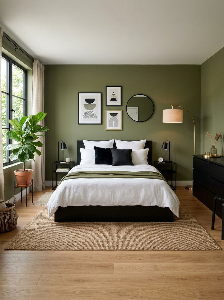 Contemporary Olive Green Bedroom - 30 unisex bedroom ideas