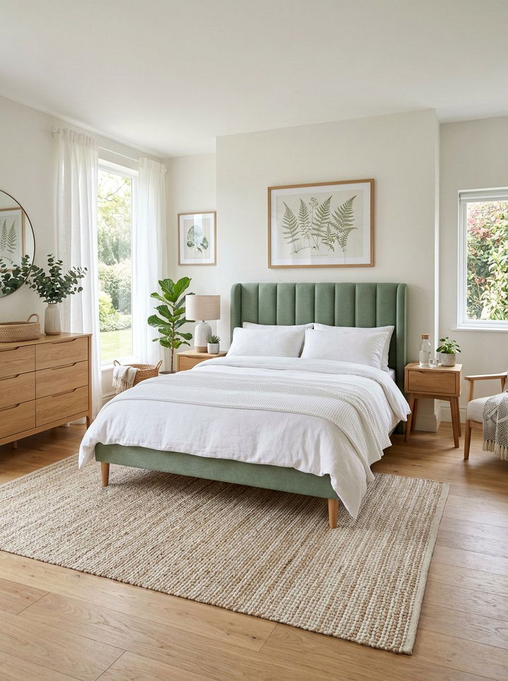 Contemporary Sage Green Channel Bed - 30 bedroom channel tufted headboards