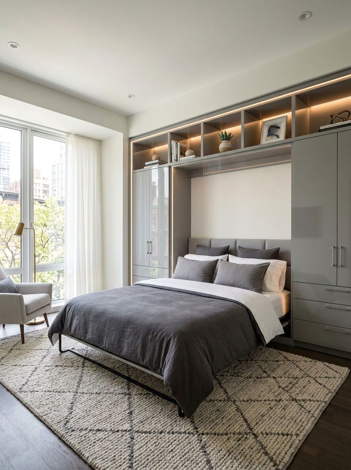 Contemporary Storage Wall Bed - 30 bedroom fold down bed ideas