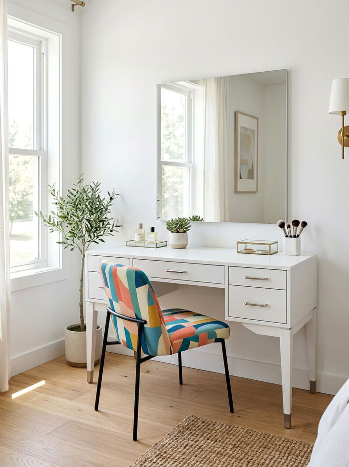 Contemporary White Vanity Desk - 30 bedroom modern vanity designs