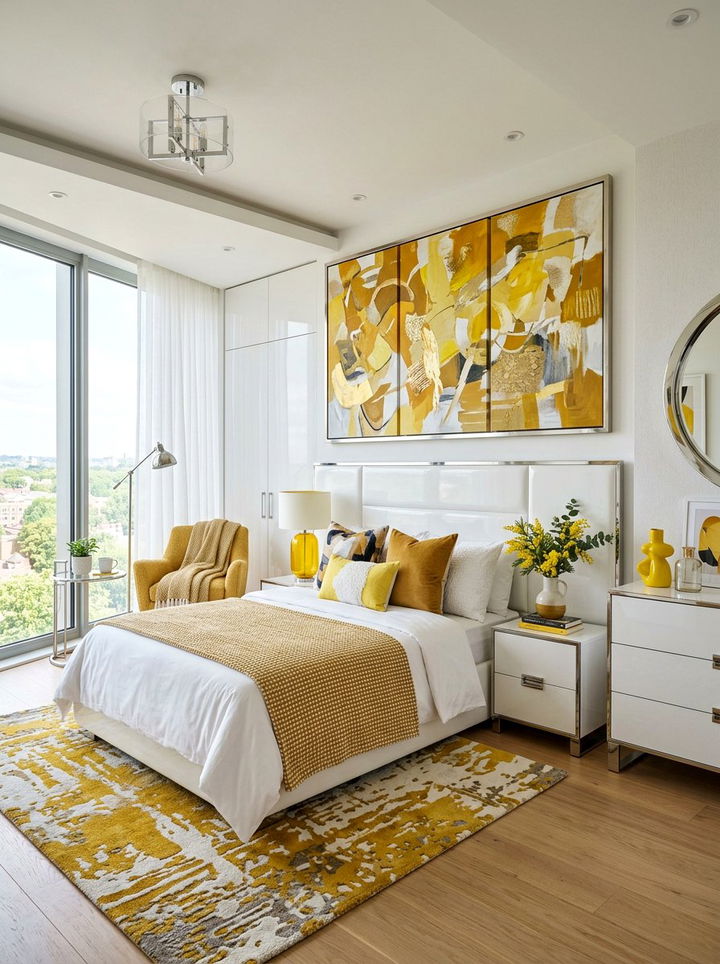 Contemporary Yellow And White Bedroom - 30 yellow and white bedroom ideas