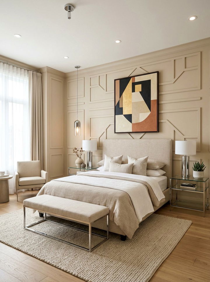 Contemporary beige bedroom - 30 bedroom beige walls