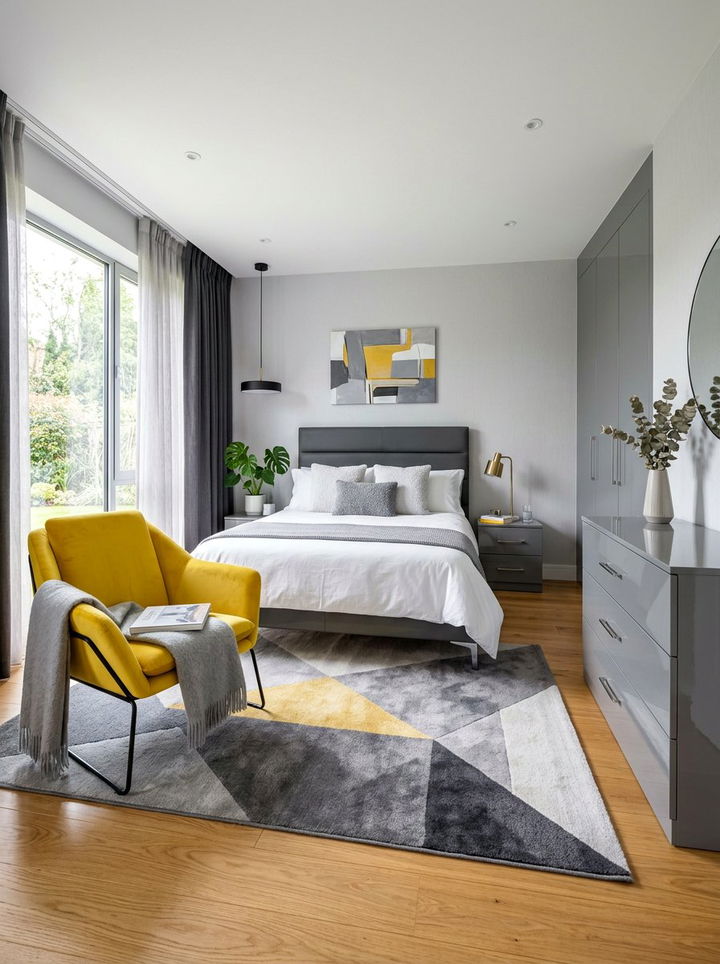 Contemporary gray canary yellow bedroom - 30 gray yellow bedroom ideas