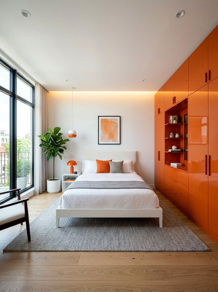 Contemporary orange and white bedroom finish - 30 orange and white bedroom ideas