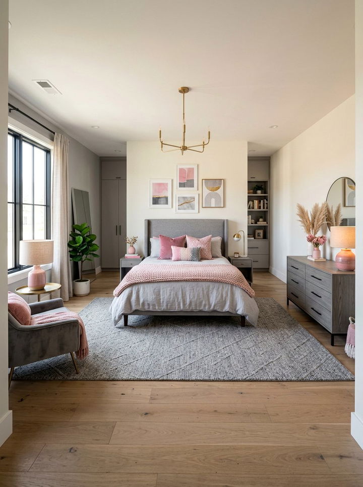 Contemporary pink and gray bedroom - 30 pink and gray bedroom ideas