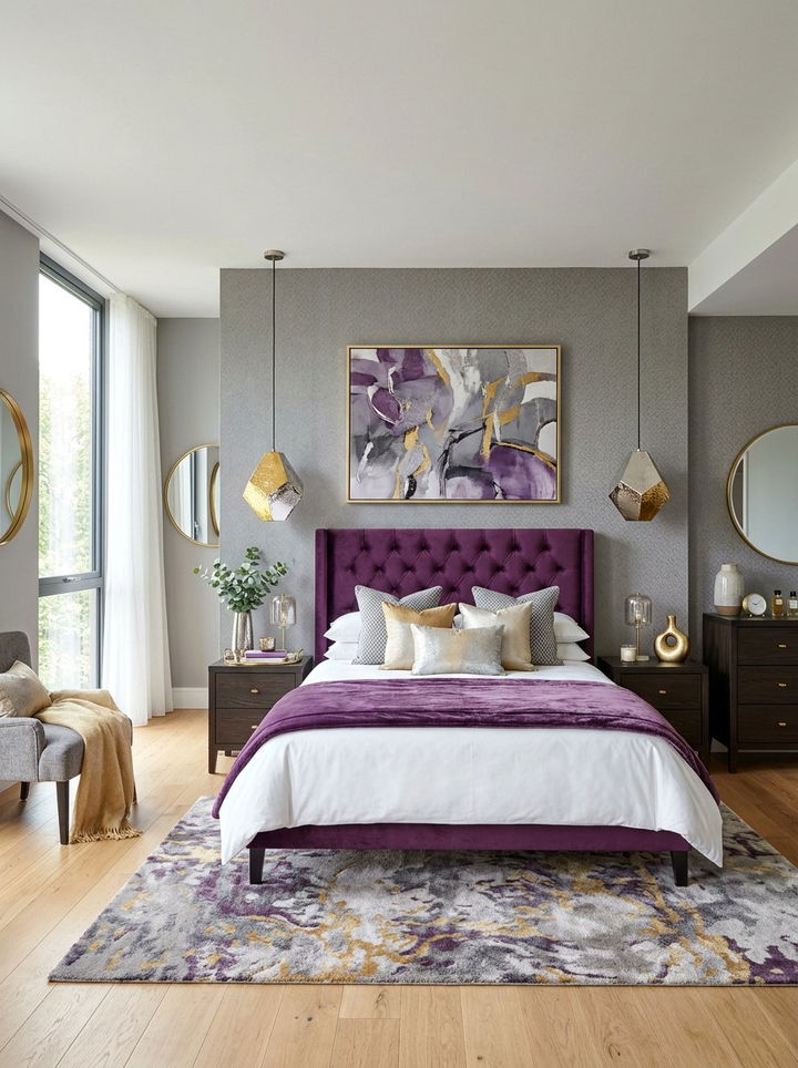 Contemporary purple and gray bedroom - 30 purple and gray bedroom ideas