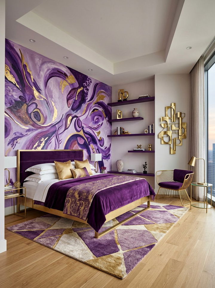 Contemporary purple gold bedroom - 30 purple and gold bedroom color combo