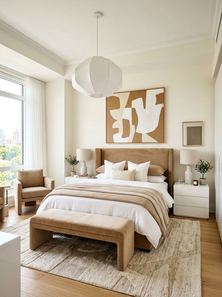 Contemporary tan and white bedroom - 30 tan and white bedroom ideas