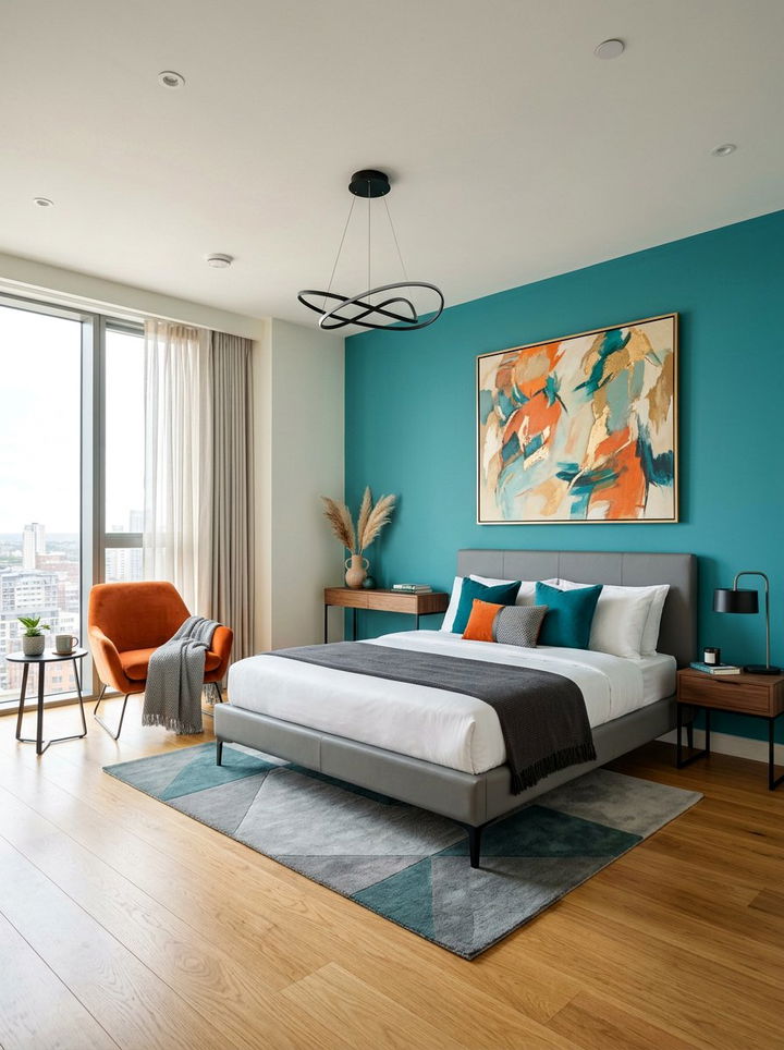 Contemporary teal and orange bedroom - 30 teal and orange bedroom color combo