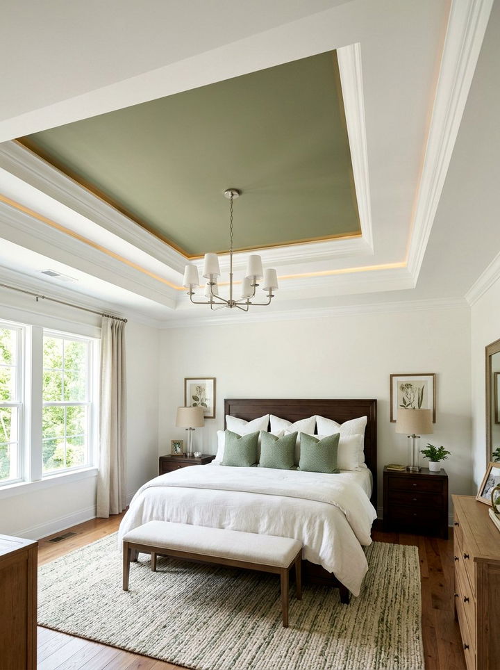 Contrasting color tray ceiling - 30 bedroom tray ceiling ideas