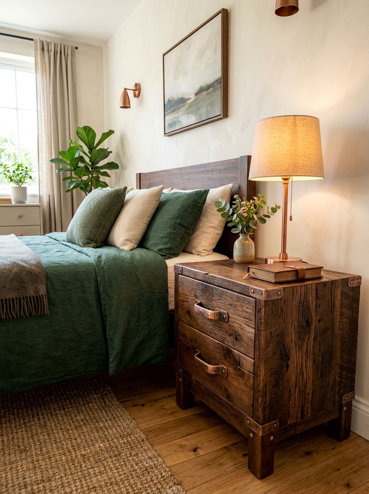 Copper Accent Rustic Nightstand - 30 bedroom rustic nightstands