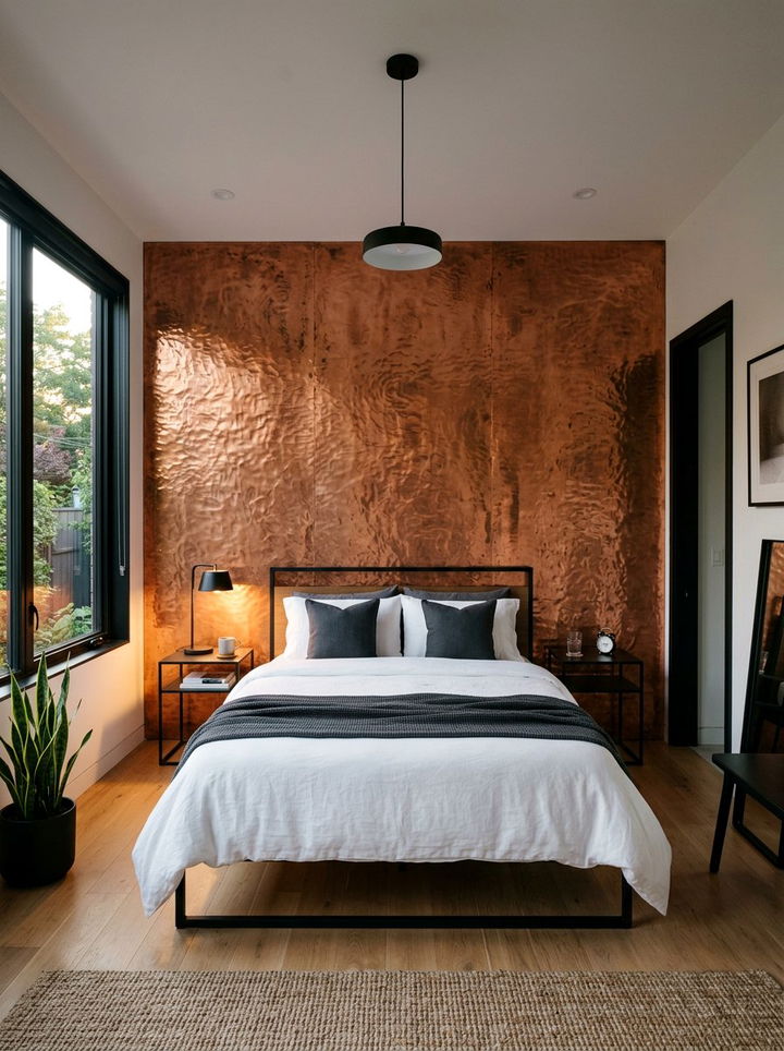 Copper Accent Wall - 30 copper bedroom ideas