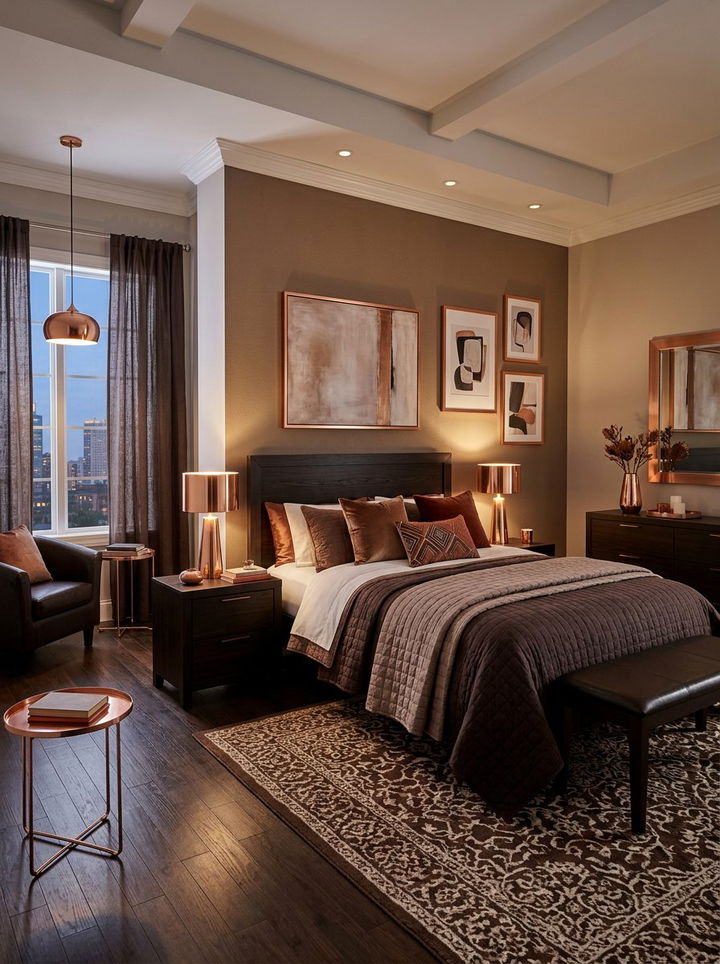 Copper And Brown Bedroom - 30 warm brown bedroom ideas