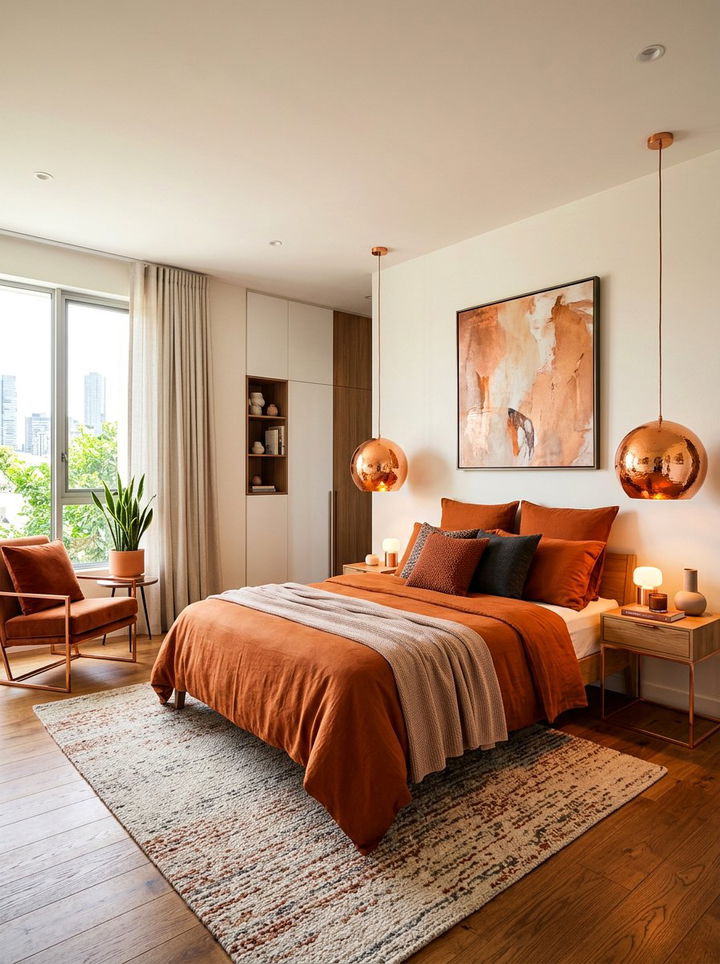 Copper And Orange Bedroom - 30 orange bedroom decor ideas