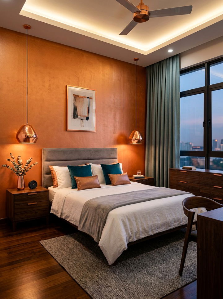 Copper Bedroom - 30 bedroom accent color ideas