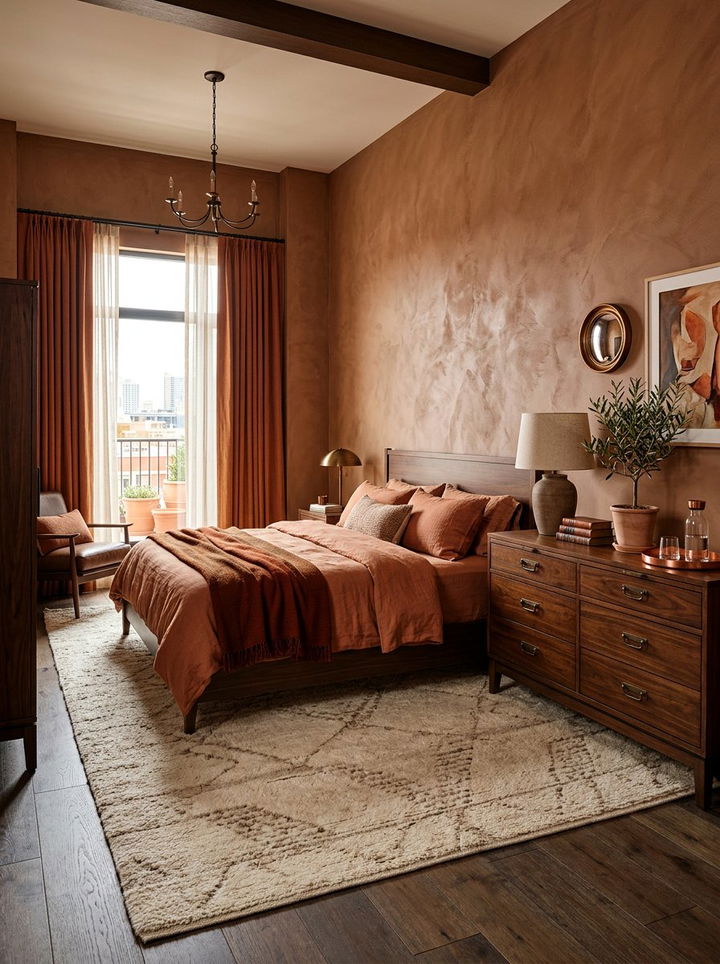 Copper Brown Earthy Suite - 30 rich color bedroom ideas