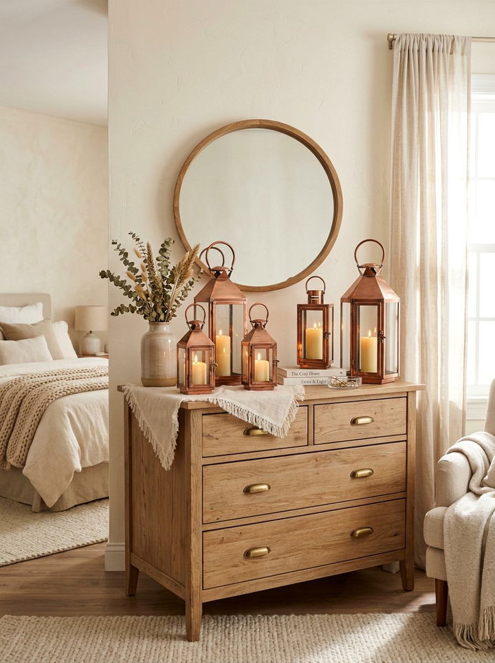 Copper Candle Lanterns - 30 copper bedroom ideas