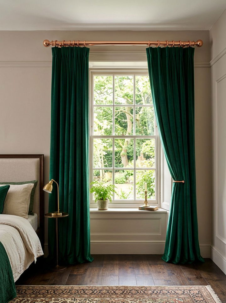 Copper Curtain Rod - 30 copper bedroom ideas