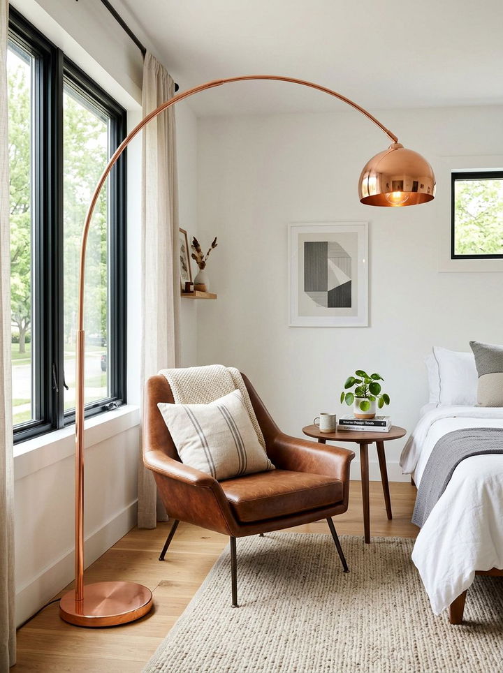 Copper Floor Lamp - 30 copper bedroom ideas
