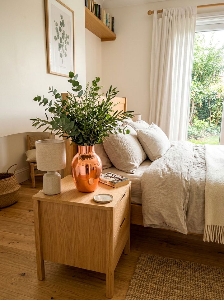 Copper Flower Vase - 30 metal accent bedroom ideas