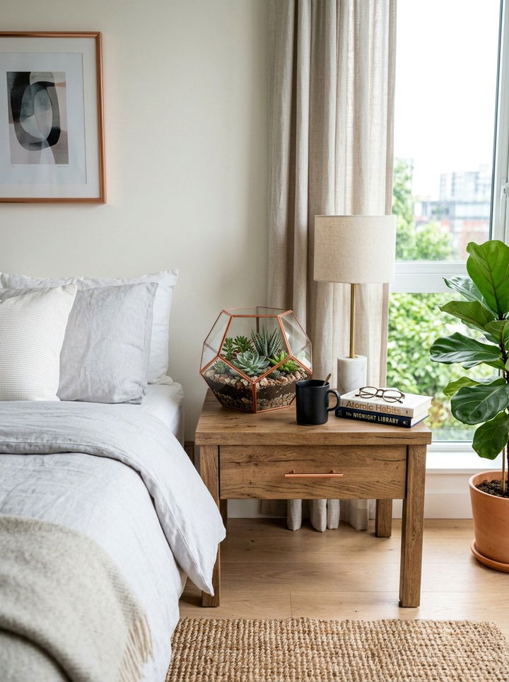 Copper Geometric Terrarium - 30 copper bedroom ideas