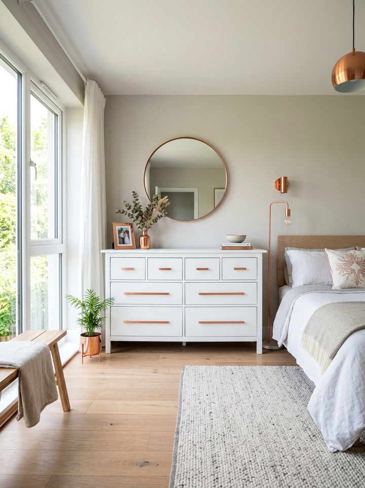 Copper Hardware Dresser - 30 copper bedroom ideas
