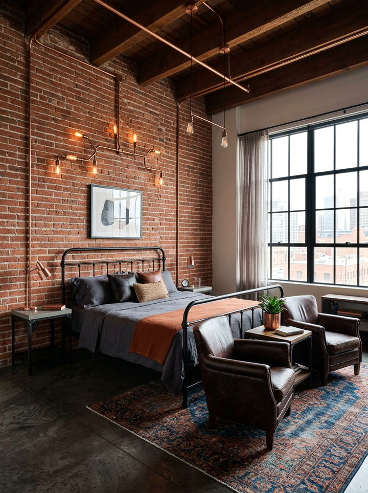 Copper Industrial Bedroom - 30 orange bedroom ideas
