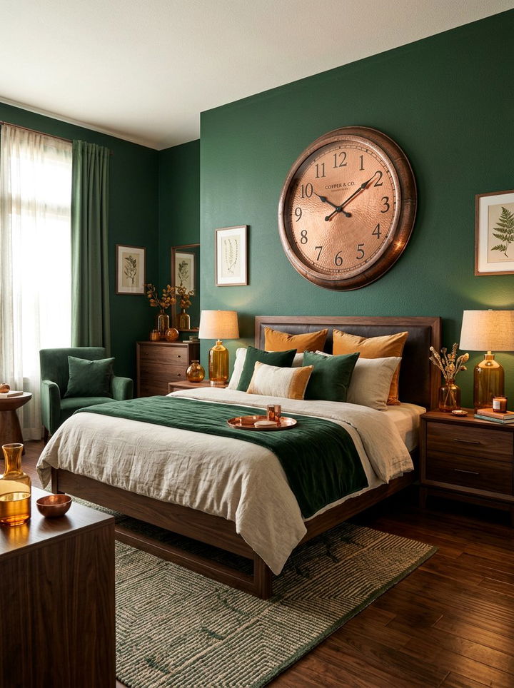 Copper Metal Wall Clock - 30 bedroom wall clocks