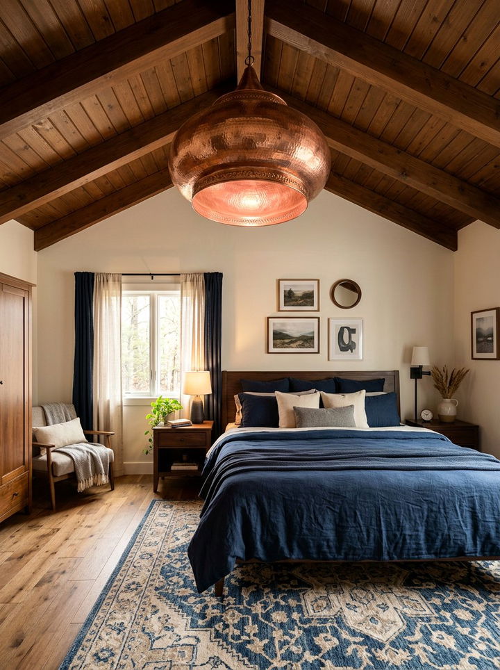 Copper Pendant Light - 30 metal accent bedroom ideas