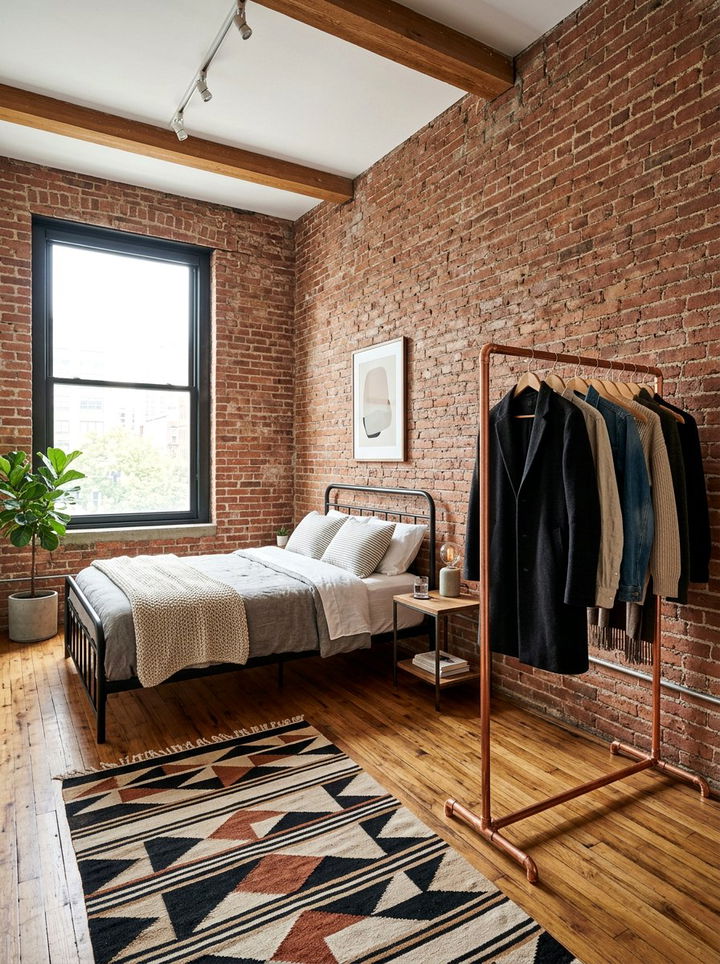 Copper Pipe Clothing Rack - 30 handcrafted bedroom ideas