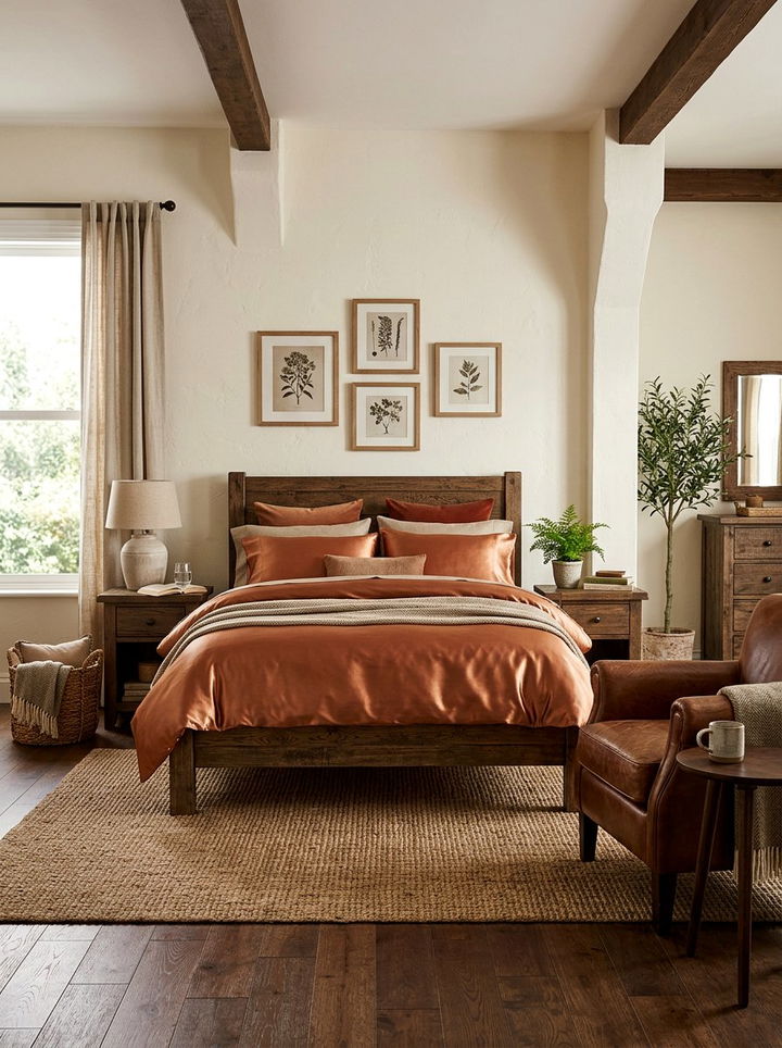 Copper Silk Bedding - 30 silk bedroom ideas