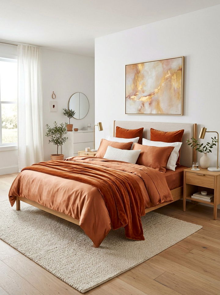 Copper Toned Bedding - 30 copper bedroom ideas