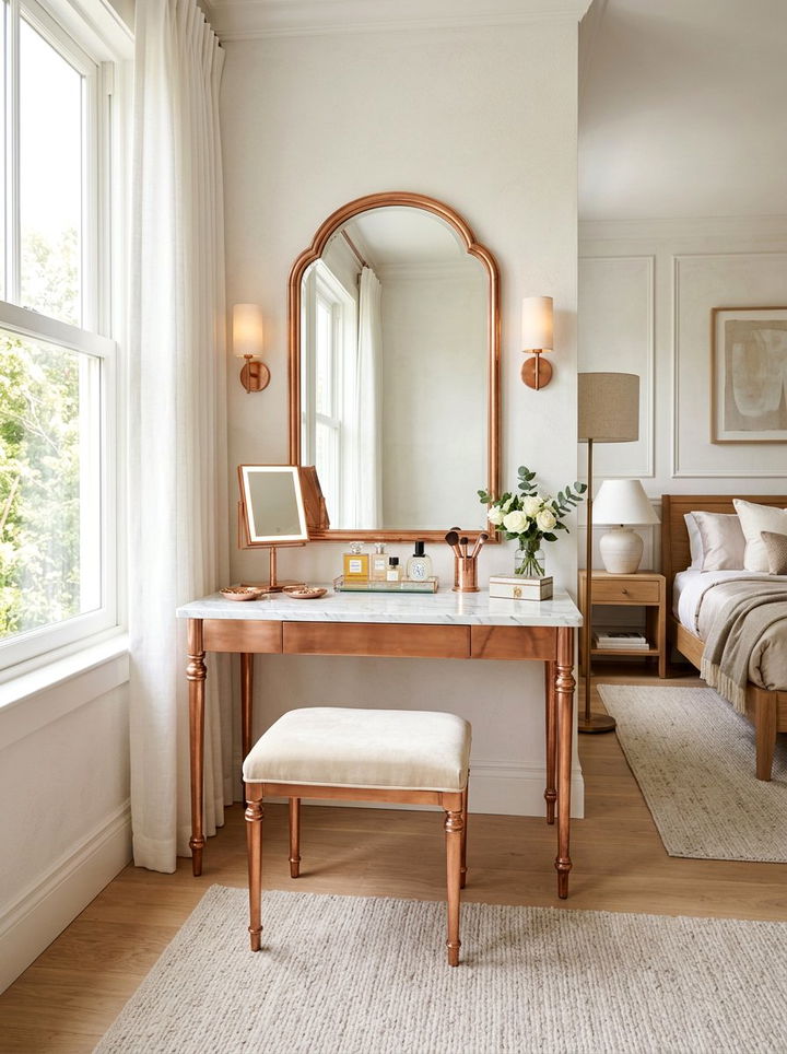 Copper Vanity Table - 30 copper bedroom ideas