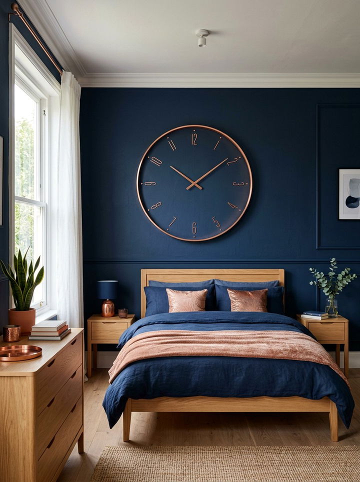 Copper Wall Clock - 30 copper bedroom ideas
