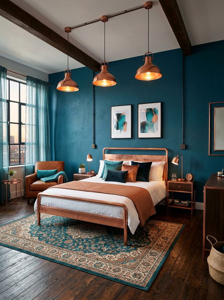 Copper and Teal Bedroom - 30 bedroom color schemes