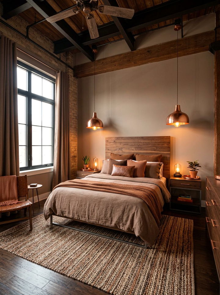 Copper and brown accents - 30 brown bedroom ideas