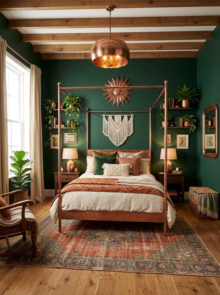 Copper boho bedroom - 30 boho bedroom color ideas