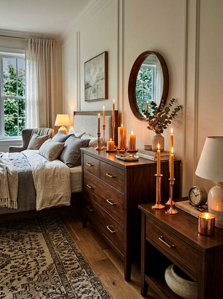Copper candle holders - 30 copper accent bedroom ideas