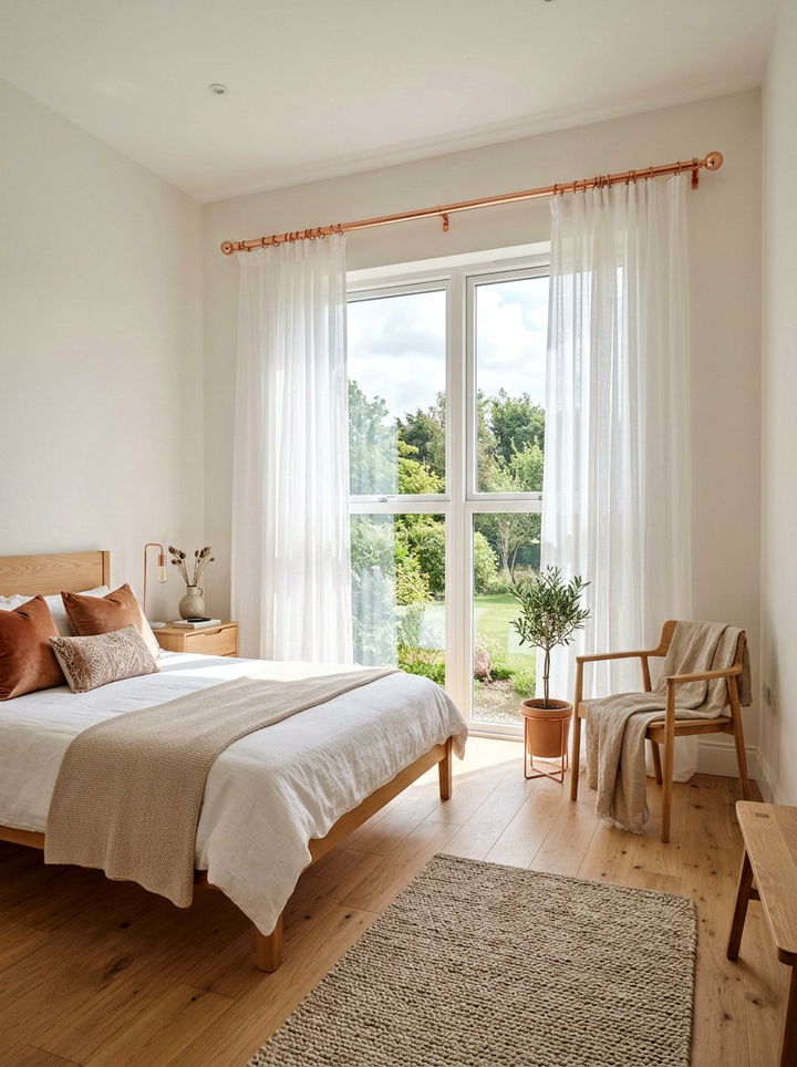 Copper curtain rods - 30 copper accent bedroom ideas