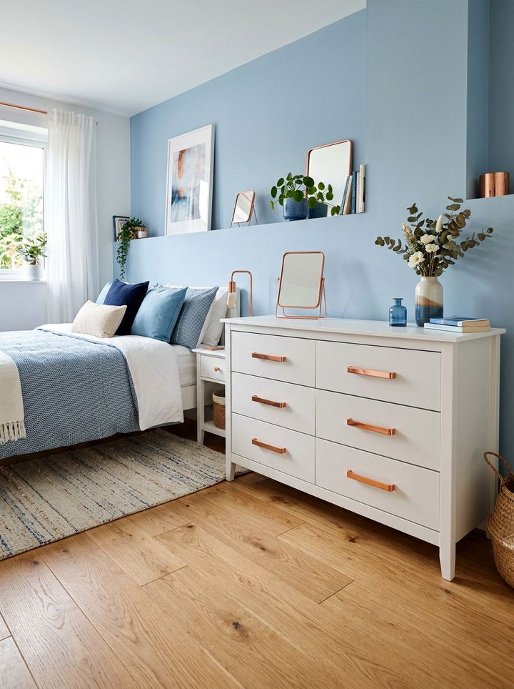 Copper drawer pulls - 30 copper accent bedroom ideas